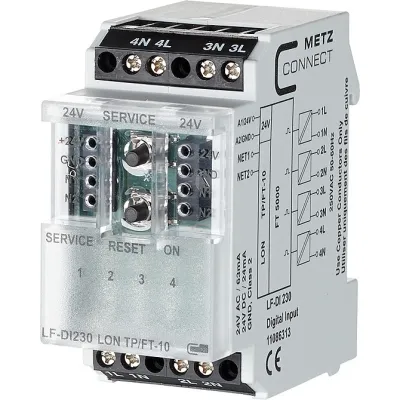 METZ CONNECT Eingangsmodul LF-DI230 FT5000 11086313 | LON Modul | 4 digitale Eingänge | 230V AC | REG Montage | IP20
