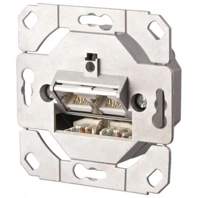 METZ CONNECT Anschlussdose 1307381200-I | Cat6 | 2x RJ45 geschirmt | Unterputz | Kanaleinbau | LSA | Metall | perlweiß