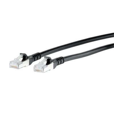 METZ CONNECT Patchkabel 1308451000-E | Cat.6A S/FTP | 1m | RJ45 Stecker | AWG26 | halogenfrei | schwarz