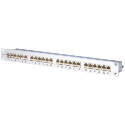 METZ CONNECT Patchpanel 130855-E | 24x RJ45 Ports | Cat.6 | 1HE | LSA-Anschluss | geschirmt | 19 Zoll | Aluminium Silber