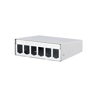 Metz Connect Modul AP-Gehäuse 130861-0602-E | 6 Port | Aufputz | leer | Stahlblech | RAL9010 reinweiß | Wandmontage