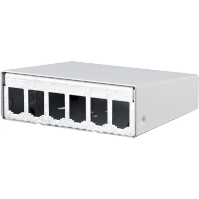 Metz Connect Modul AP-Gehäuse 130861-0602-E | 6 Port | Aufputz | leer | Stahlblech | RAL9010 reinweiß | Wandmontage