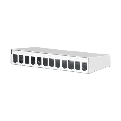 METZ CONNECT Modulgehäuse Aufputz 130861-1202-E | 12 Port RJ | für E-DAT Einzelmodule | Stahlblech | reinweiß RAL9010