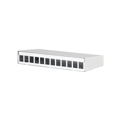 METZ CONNECT Keystone Aufputzgehäuse 130861-1202KE | Patchpanel 12 Port RJ | Stahlblech | Wandmontage | RAL9010