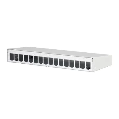 METZ CONNECT Modulgehäuse Aufputz 130861-1602-E | Patchpanel leer 16 Port RJ | Stahlblech | Wandmontage | RAL9010