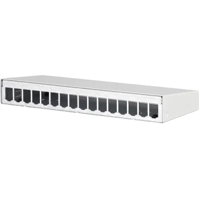 METZ CONNECT Modulgehäuse Aufputz 130861-1602-E | Patchpanel leer 16 Port RJ | Stahlblech | Wandmontage | RAL9010