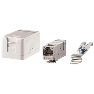 METZ CONNECT Anschlussbox APZ 1 Port 130910D1APLKE | E-DAT Modul Keystone | Hutschiene TH35 | Cat.6 | Kunststoff | weiß