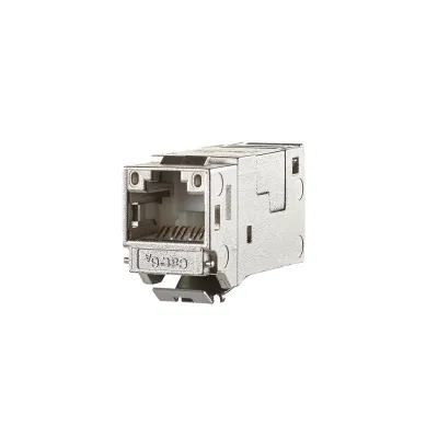 METZ CONNECT E-DAT Modul Keystone 130910KI | Cat.6A RJ45 Buchse geschirmt | IDC Schneidklemme | AWG 22-26 | Silber