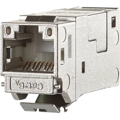 METZ CONNECT E-DAT Modul Keystone 130910KI | Cat.6A RJ45 Buchse geschirmt | IDC Schneidklemme | AWG 22-26 | Silber
