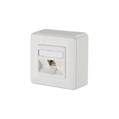 METZ CONNECT Anschlussdose Aufputz 1309110002-E | Cat.6A RJ45 1 Port | geschirmt | schräg | PoE | reinweiß RAL9010