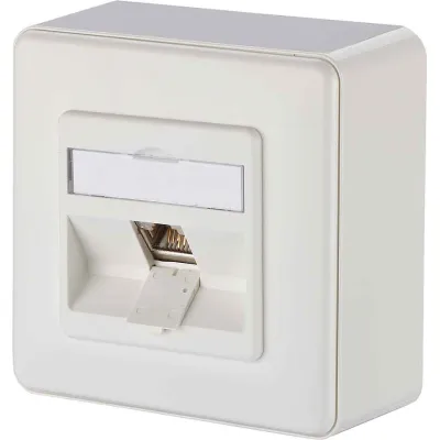 METZ CONNECT Anschlussdose Aufputz 1309110002-E | Cat.6A RJ45 1 Port | geschirmt | schräg | PoE | reinweiß RAL9010