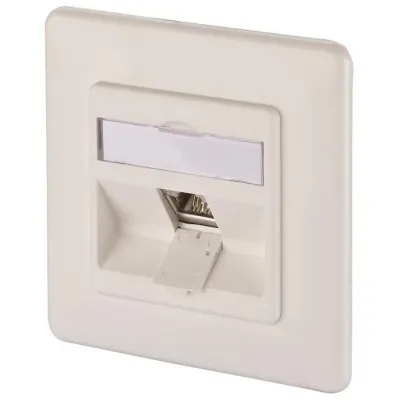 METZ CONNECT Anschlussdose Cat6A 1309111002-E | RJ45 1-Port UP | 10 Gbit | PoE+ | geschirmt | schräg | RAL9010