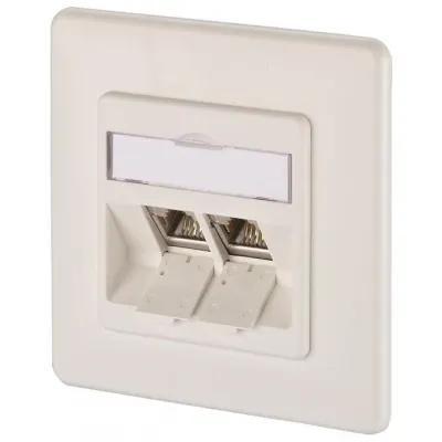 METZ CONNECT Anschlussdose Cat.6A 1309121002-E | 2x RJ45 UP | geschirmt | PoE geeignet | schräg | RAL 9010 reinweiß