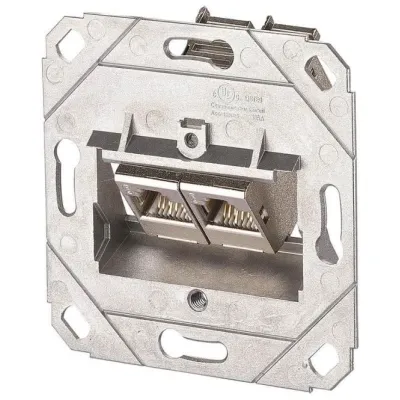 METZ CONNECT Anschlussdose 1309121200-E | 2x RJ45 Cat.6A | UP0 Unterputz | geschirmt | Kanaleinbau | schräg