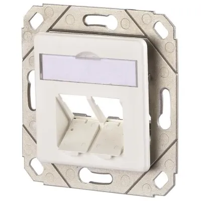 METZ CONNECT Modul-Anschlussdose 1309151102-E | RJ45 UP Unterputz 2 Port | schräge Auslassrichtung | reinweiß RAL 9010