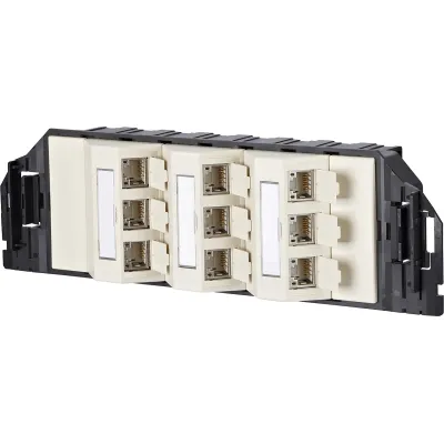 METZ CONNECT Anschlussdose 1309310901-E | E-DAT Subway GB3 | 9x RJ45 Cat6A | Bodentank Unterflur | perlweiß RAL1013