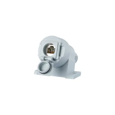 METZ CONNECT Anschlussdose 1309410003-E | RJ45 IP67 Cat.6A | 1 Port | Industrie Flanschmodul | lichtgrau