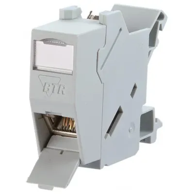 METZ CONNECT E-DAT Modul REG 1309426003-E | RJ45 Buchse Cat6a | Hutschiene 1TE | IP20 | Ethernet Netzwerk | lichtgrau