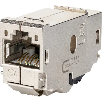 METZ CONNECT Modular-Kupplung 1309A0-I | RJ45 Buchse/Buchse | Cat.6A | 10 Gbit | geschirmt | 180° gerade | einrastend