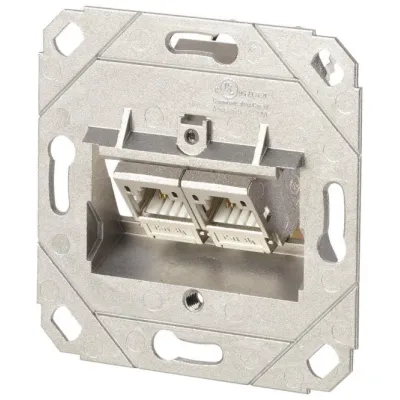 METZ CONNECT Anschlussdose 130B11D21200-E | Cat6A RJ45 2-Port | 180° schräg | UP0 | geschirmt | PoE+ | metallisch