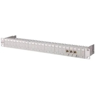 METZ CONNECT Patchpanel 130B11P0-E | 24 Port RJ45 | Cat6A geschirmt | 1HE 19 Zoll | IDC | Grau RAL7035