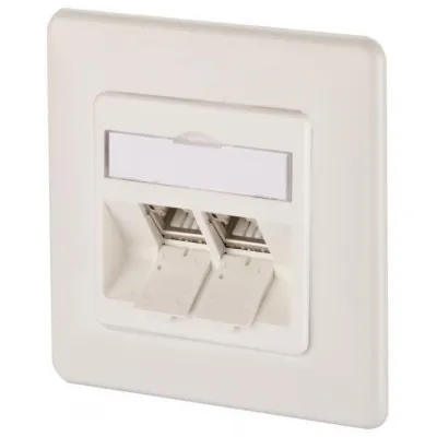 METZ CONNECT Anschlussdose 130B12D21002-E | Cat6A RJ45 | 2-Port UP | geschirmt | RAL9010 | schräger Auslass