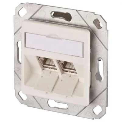 METZ CONNECT Anschlussdose 130B12D21102-E | Cat6A RJ45 2 Port | Unterputz & Kanaleinbau | geschirmt | RAL9010 reinweiß