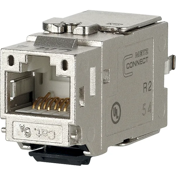 METZ CONNECT Modular-Buchse 130B21-E Cat.6A RJ45 Keystone | geschirmt | IDC | 180° Kabelzuführung | Zinkdruckguss