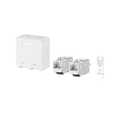 METZ CONNECT Anschlussdose 130B21D2APL-E | Cat6A REG 2 Port RJ45 | Hutschienenmontage | Kunststoff | RAL9010 Reinweiß