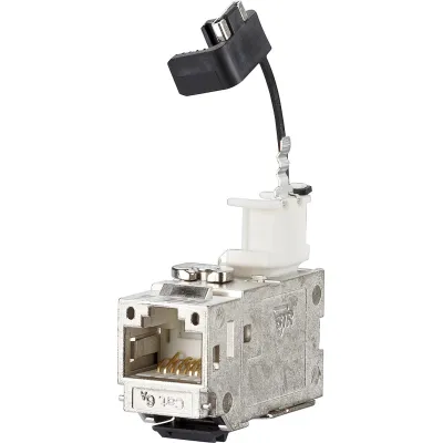 METZ CONNECT Modular-Buchse 130B23-E Cat6A RJ45 Keystone geschirmt | 90° Kabelzuführung | werkzeuglos | Silber