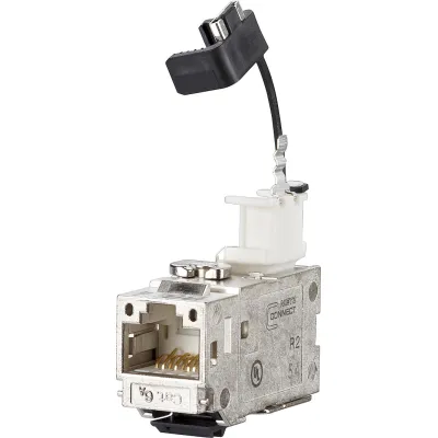 METZ CONNECT Modular-Buchse 130B23-E Cat6A RJ45 Keystone geschirmt | 90° Kabelzuführung | werkzeuglos | Silber
