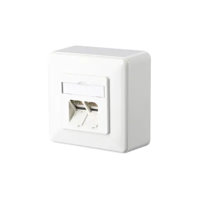 METZ CONNECT Anschlussdose 130C380002-I | RJ45 Cat6A 2-fach | Aufputz | geschirmt | LSA | reinweiß RAL9010