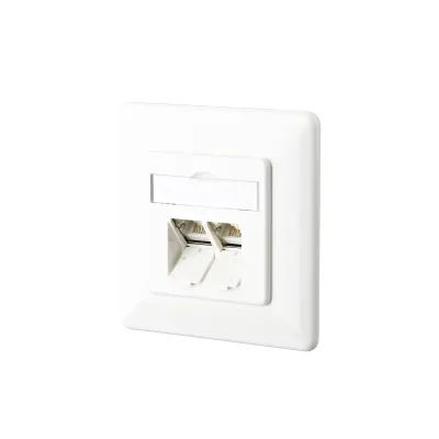 METZ CONNECT Anschlussdose 130C381002-I | Cat.6A 2x RJ45 | Unterputz | geschirmt | LSA | schräg | reinweiß RAL9010