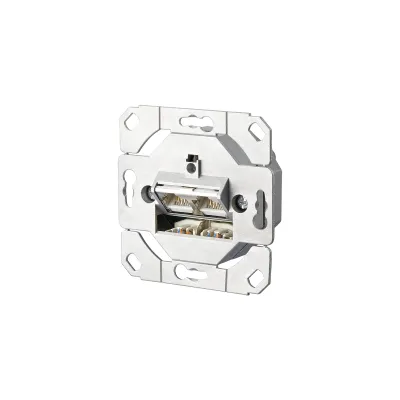 METZ CONNECT Anschlussdose 130C381200-I | Cat.6A 2x RJ45 Buchse | geschirmt | Unterputz | Kanaleinbau | LSA | grau