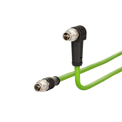 METZ CONNECT Patchkabel 142M2X1B010 | Cat6A S/FTP | M12 auf M12 | IP65 | 1m | PUR | halogenfrei | ölbeständig | grün