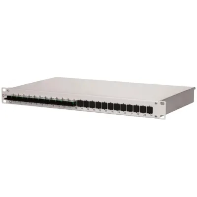 METZ CONNECT Patchpanel 1502595F12-E | LWL-Patchfeld 19 Zoll 1HE | 12x E2000-D Duplex APC | OS2 Singlemode | grau