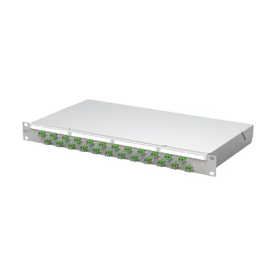 METZ CONNECT Patchpanel 1504507624-E | LWL 19" 1HE | 24x LC-Duplex APC | Singlemode OS2 | grau RAL 7035