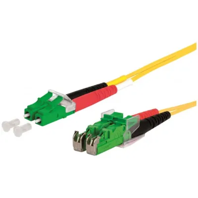 METZ CONNECT LWL-Patchkabel 151P1JAMA20E | Singlemode OS2 Duplex | LC-Duplex APC auf E2000 APC | 2m | gelb