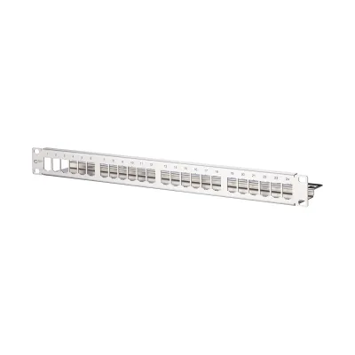 METZ CONNECT Modulträger 19 Zoll 1HE 130921-00-E | Patchpanel leer Cat.6A | 24 Port | Edelstahl | RJ45