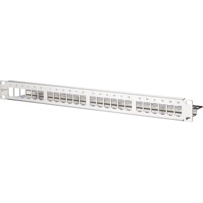 METZ CONNECT Modulträger 19 Zoll 1HE 130921-00-E | Patchpanel leer Cat.6A | 24 Port | Edelstahl | RJ45