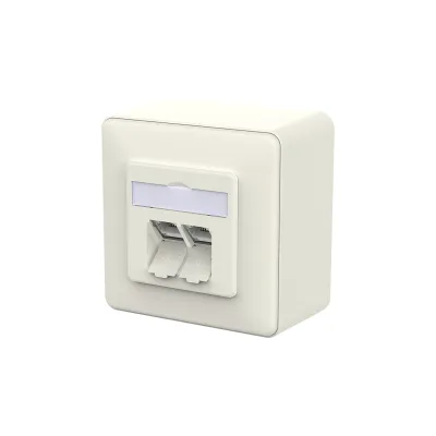 METZ CONNECT RJ45 Anschlussdose 130D380002-I | Cat6A 2-Port Aufputz | geschirmt | IDC Schneidklemme | weiß RAL9010