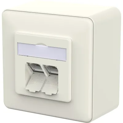 METZ CONNECT RJ45 Anschlussdose 130D380002-I | Cat6A 2-Port Aufputz | geschirmt | IDC Schneidklemme | weiß RAL9010