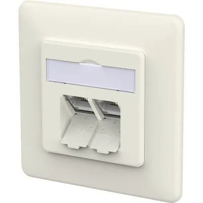 METZ CONNECT RJ45 Anschlussdose 130D381002-I | Cat6A | 2-Port | Unterputz & Kanal | geschirmt | IDC | weiß RAL9010