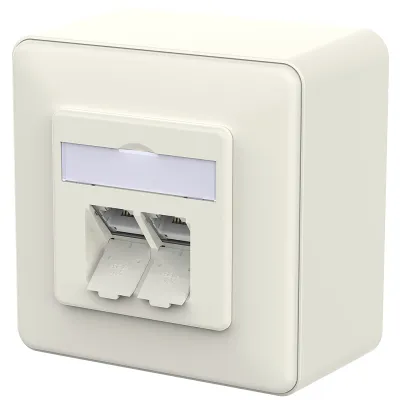 METZ CONNECT RJ45 Datendose 130E380002-I | Cat6A LSA++ | 2 Port | AP Montage | geschirmt | schräg | weiß RAL 9010