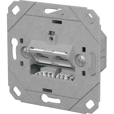 METZ CONNECT RJ45 Netzwerk-Anschlussdose 130E381200-I | 2-Port Cat6A LSA++ | geschirmt | UP0 Kanaleinbau | Metall | grau
