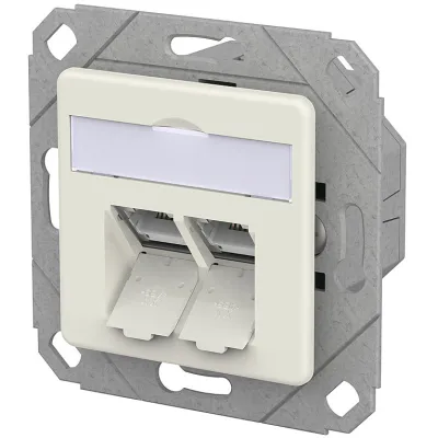 METZ CONNECT RJ45 Netzwerkdose 130E381102-I | Cat6A LSA++ | 2-Port | UPk Kanaleinbau | geschirmt | PoE 90W | weiß