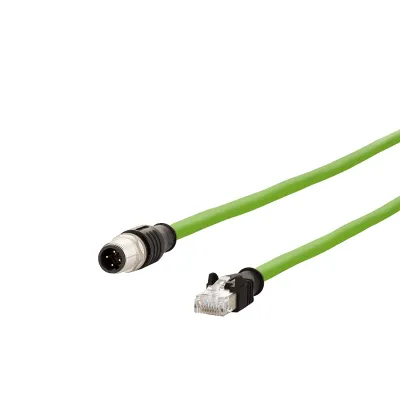 METZ CONNECT Patchkabel Cat5e 142M4D15150 | Industrial Ethernet Leitung S/UTP | 15m | M12 auf RJ45 | IP20 | grün