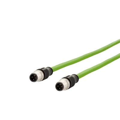 METZ CONNECT Verbindungsleitung 142M1D11050 | M12 Stecker | Ethernet Cat5e | 5 m | IP67 | PUR | D-kodiert | grün