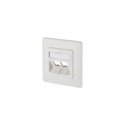METZ CONNECT Anschlussdose Unterputz 1309151002-E | RJ45 2 Port Modul | Beschriftungsfeld | Staubschutz | RAL 9010