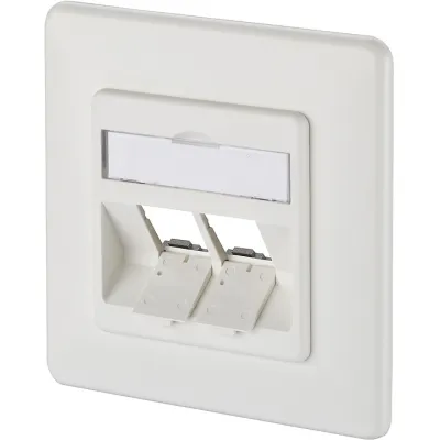 METZ CONNECT Anschlussdose Unterputz 1309151002-E | RJ45 2 Port Modul | Beschriftungsfeld | Staubschutz | RAL 9010